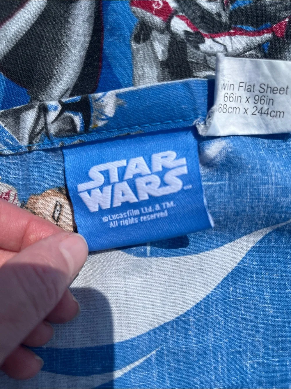 Star Wars Clone Wars Bright Blue Character Print Flat Twin Sheet